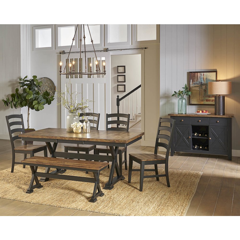 Stormy Ridge 54"-72" Trestle Table with (1) 18" Butterfly Leaf, Chicory / Black. Picture 11