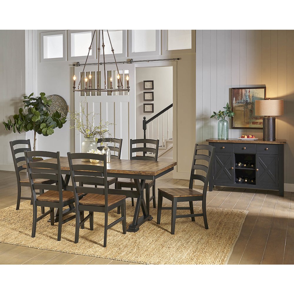 Stormy Ridge 54"-72" Trestle Table with (1) 18" Butterfly Leaf, Chicory / Black. Picture 12