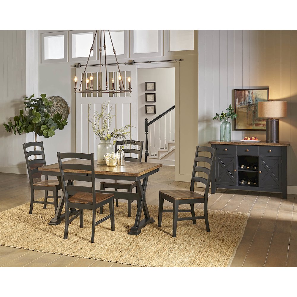 Stormy Ridge 54"-72" Trestle Table with (1) 18" Butterfly Leaf, Chicory / Black. Picture 13