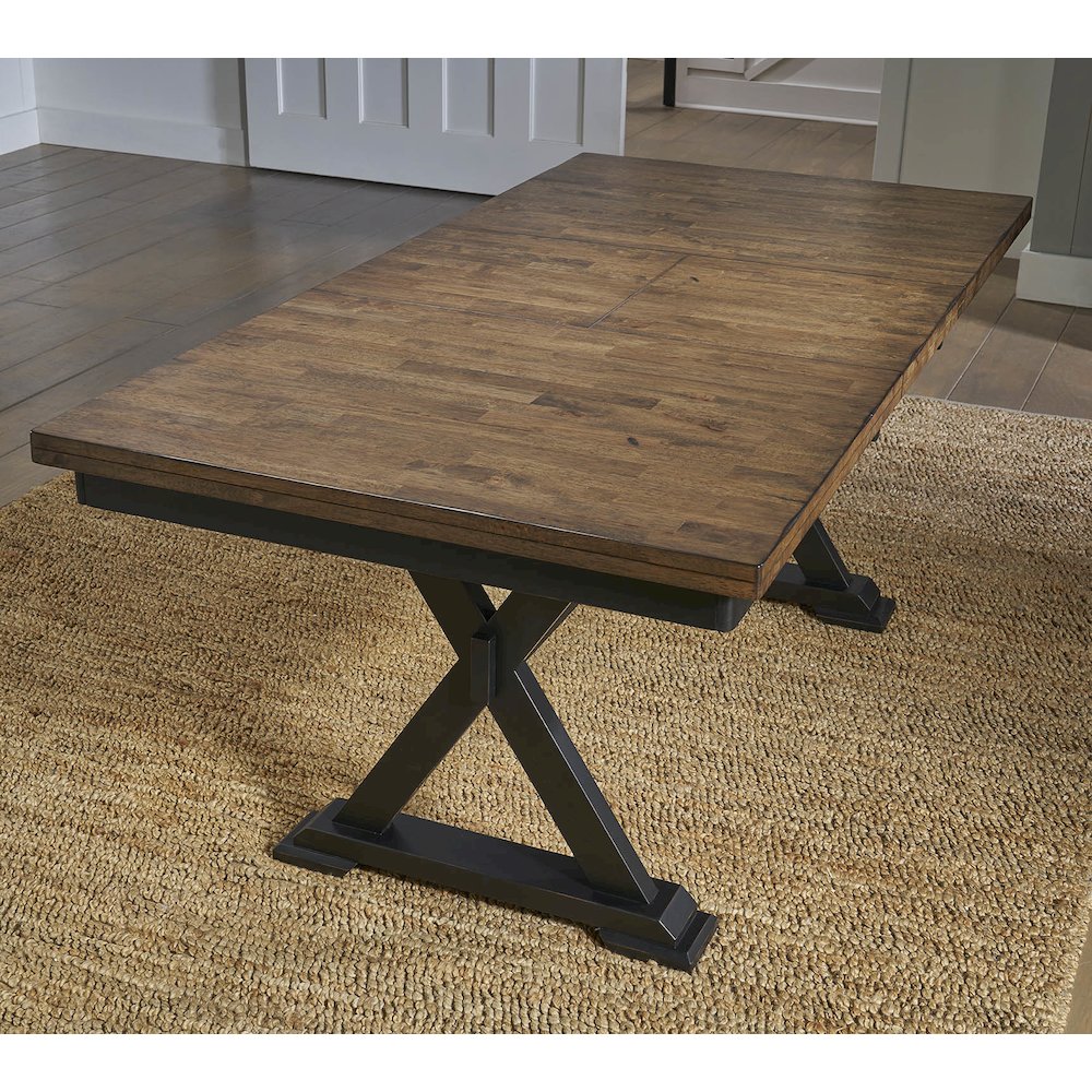 Stormy Ridge 54"-72" Trestle Table with (1) 18" Butterfly Leaf, Chicory / Black. Picture 5
