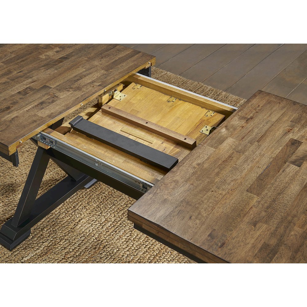 Stormy Ridge 54"-72" Trestle Table with (1) 18" Butterfly Leaf, Chicory / Black. Picture 6