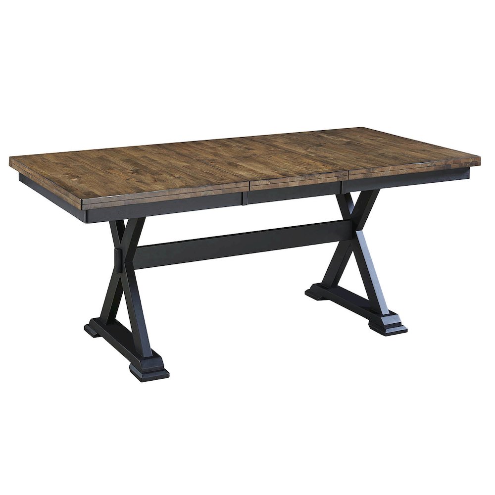 Stormy Ridge 54"-72" Trestle Table with (1) 18" Butterfly Leaf, Chicory / Black. Picture 1