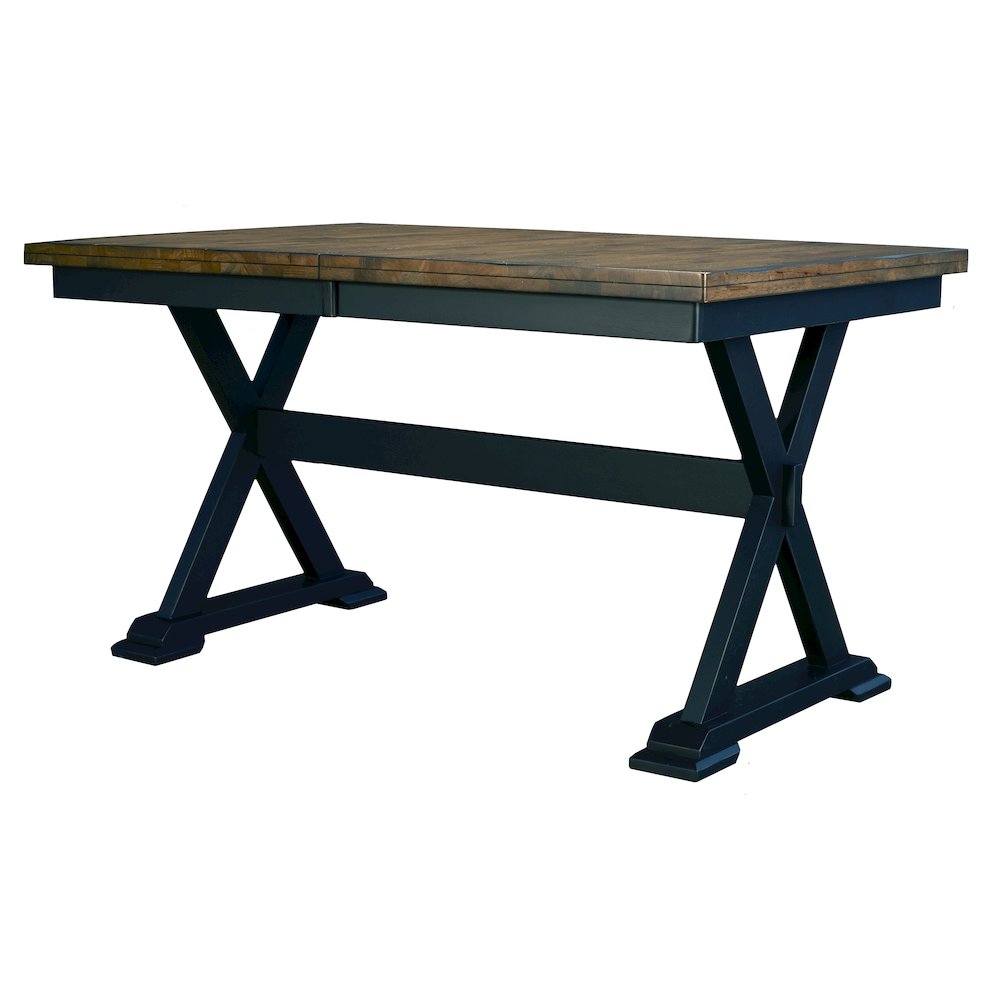Stormy Ridge 54"-72" Trestle Table with (1) 18" Butterfly Leaf, Chicory / Black. Picture 3