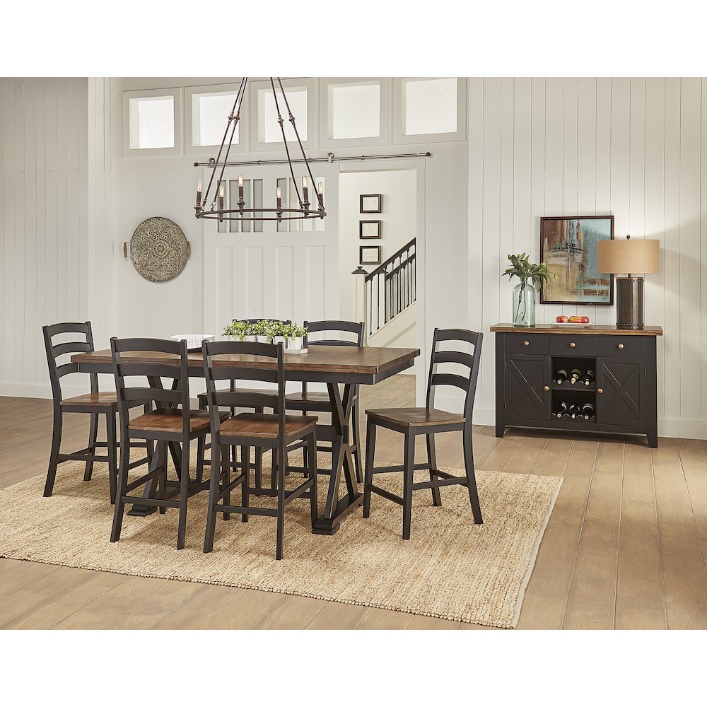 54" - 72" Gather Height Table with (1) 18" Butterfly Leaf, Chicory / Black. Picture 6