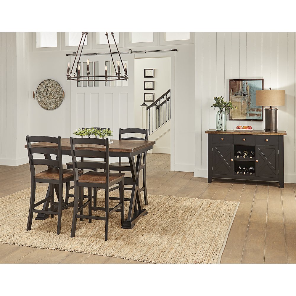 54" - 72" Gather Height Table with (1) 18" Butterfly Leaf, Chicory / Black. Picture 8