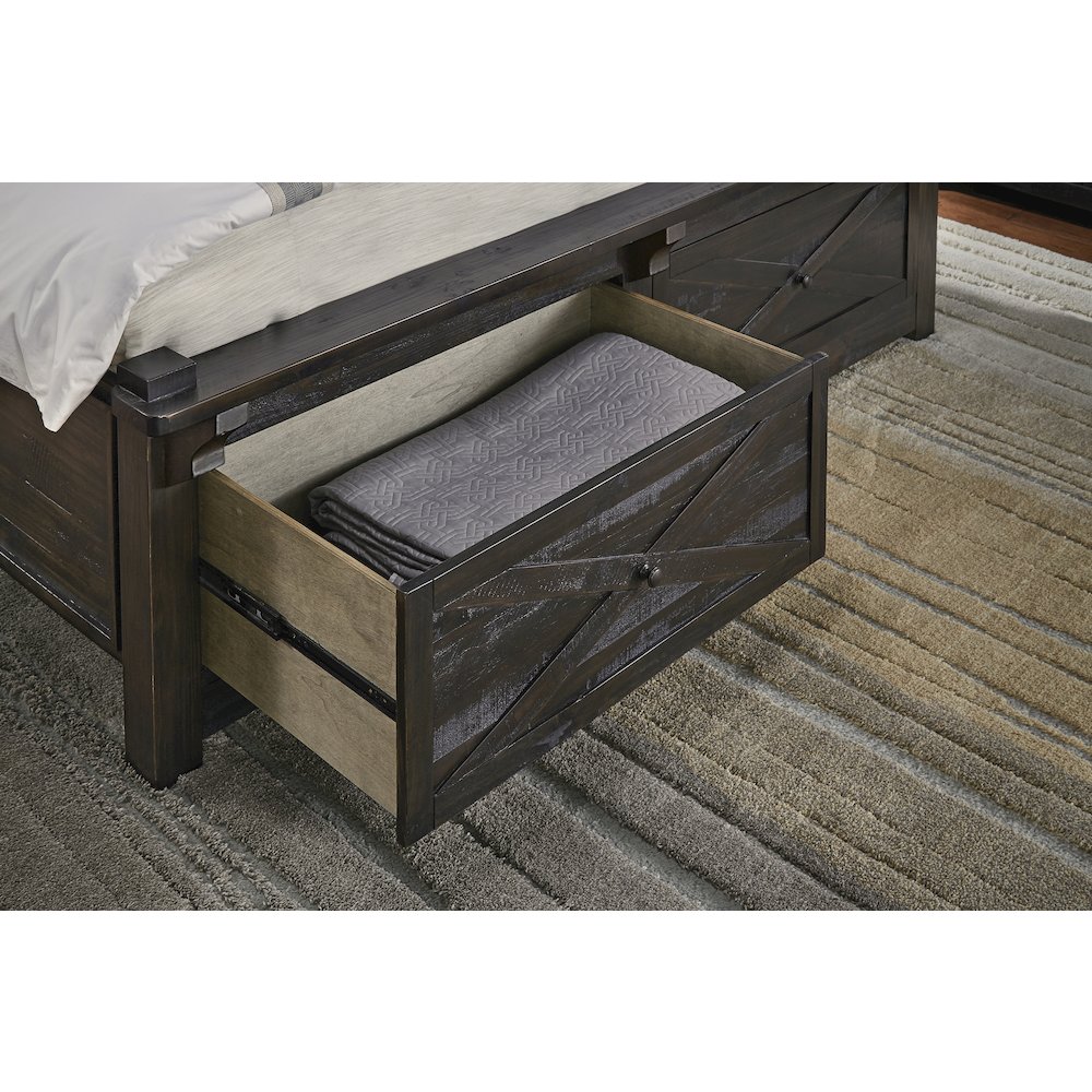 Sun Valley Queen Storage Bed with Integrated Bench, Charcoal Finish. Picture 3