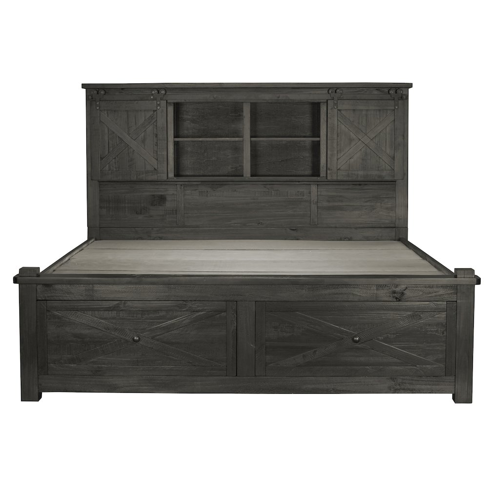 Sun Valley Queen Storage Bed with Integrated Bench, Charcoal Finish. Picture 1