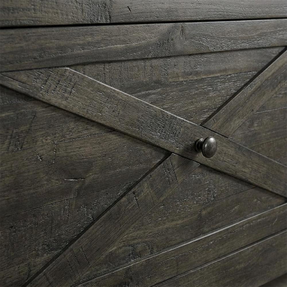 Charcoal Rustic Storage Bed with Integrated Bench and Solid Pine Construction. Picture 5