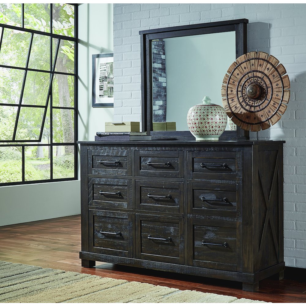 Sun Valley Dresser & Mirror, Charcoal Finish. Picture 2