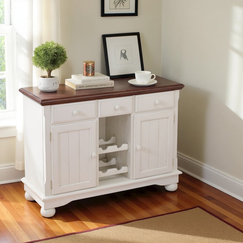 Buttermilk Farmhouse Coffee Bar, Wine Cabinet with Storage and Drawers. Picture 3