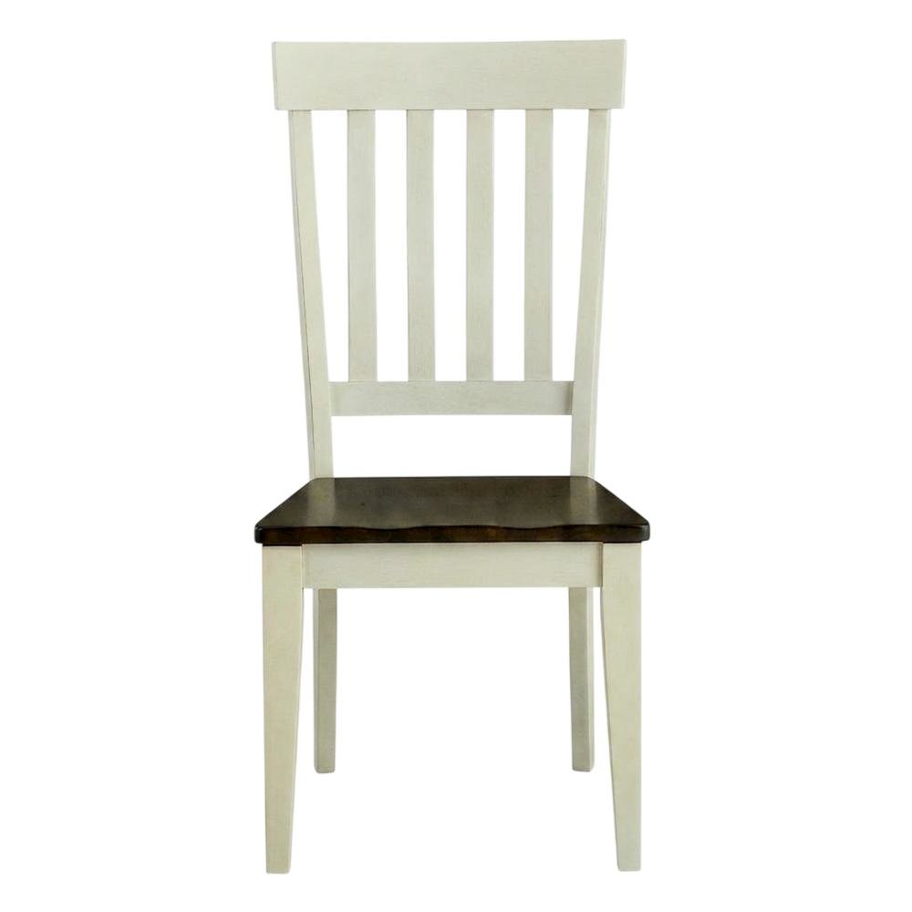 Chalk and Cocoa Slatback Side Chair with Solid Rubberwood Seat. Picture 2
