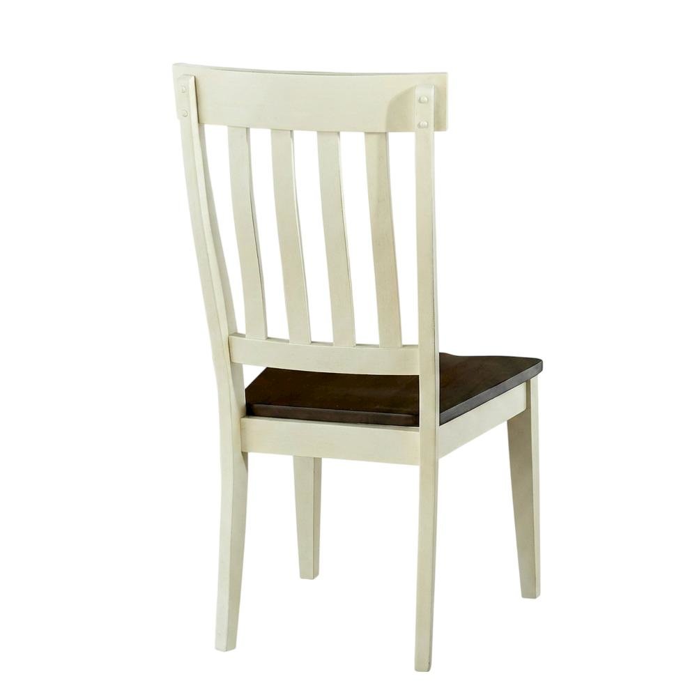 Chalk and Cocoa Slatback Side Chair with Solid Rubberwood Seat. Picture 5