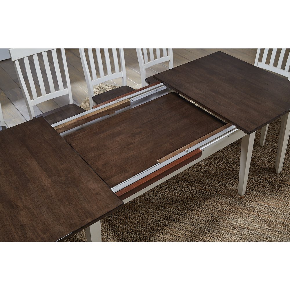 Toluca 60" - 132" Rectangular Leg Table with (3) 24" Self-Storing Leaves. Picture 4