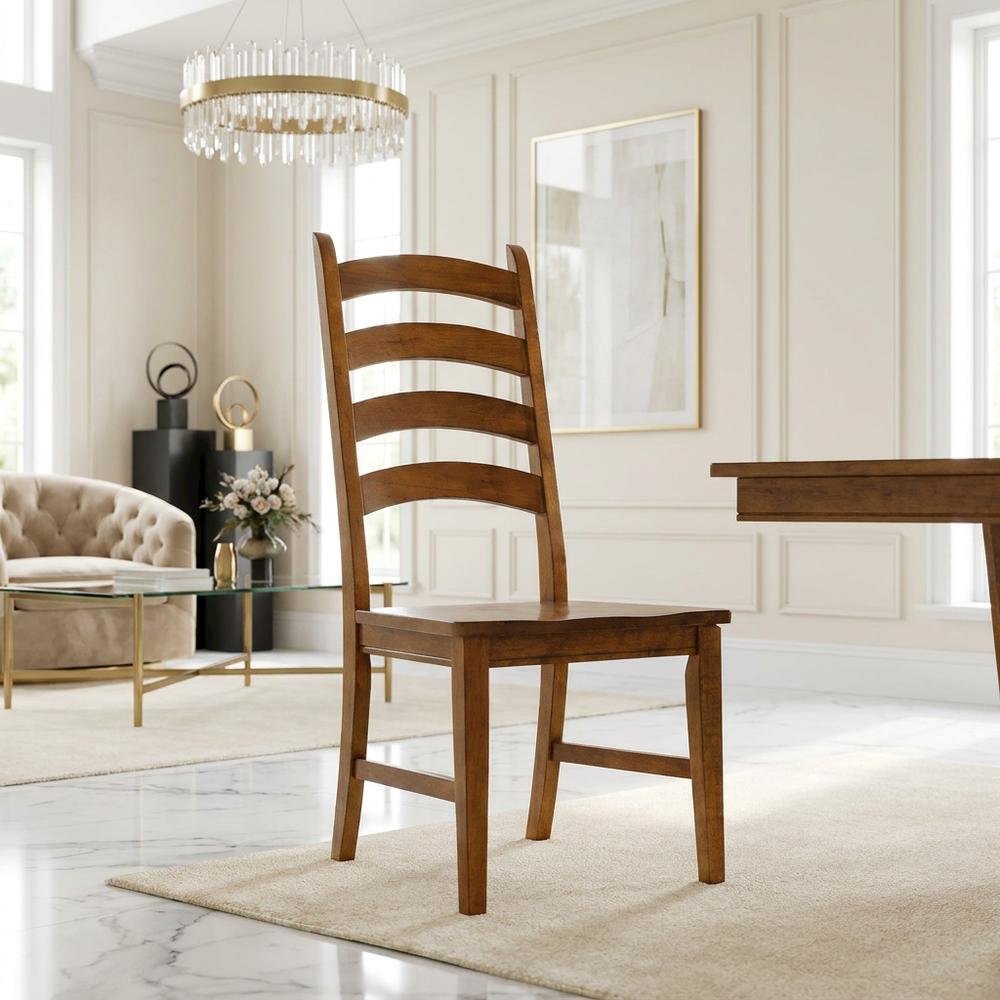 Rustic Amber Side Chair with Distressed Finish and Solid Rubberwood Construction. Picture 3