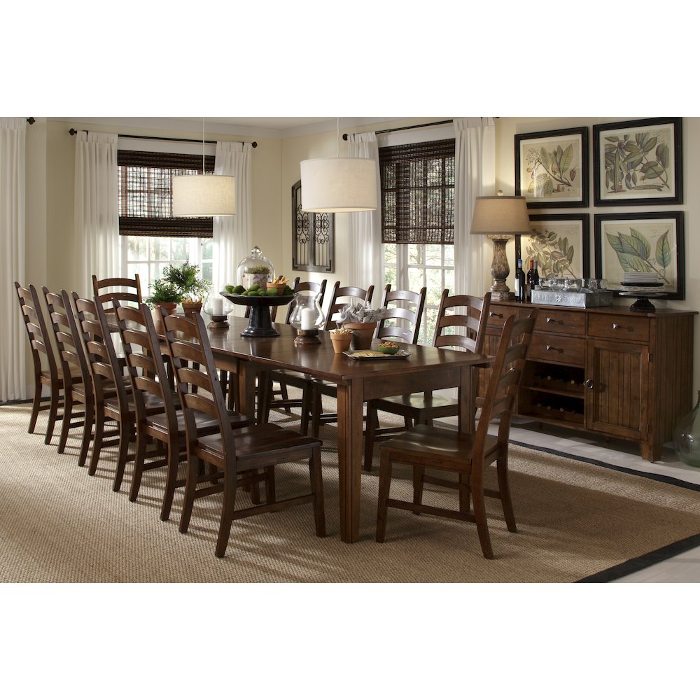 Toluca 61.25" - 133.25" Rectangular Leg Table with (3) 24" Self-Storing Leaves. Picture 6