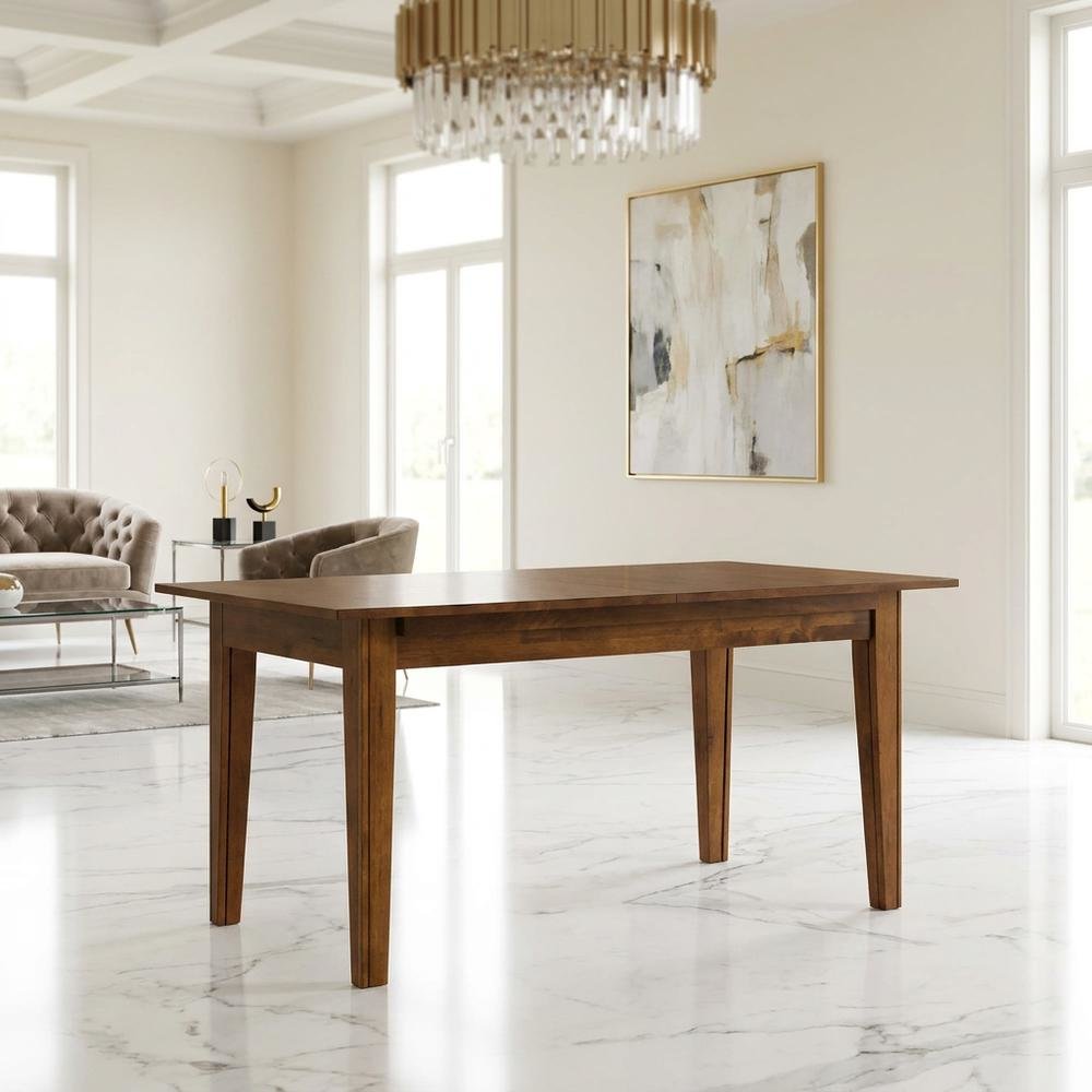 Rustic Amber Rectangle Dining Table with Distressed Finish and Adjustable Length. Picture 2