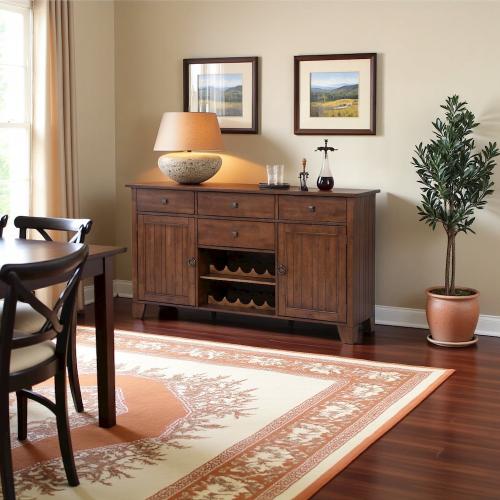 Rustic Brown Wine Bar Cabinet with Storage, Farmhouse Coffee Bar Server. Picture 3