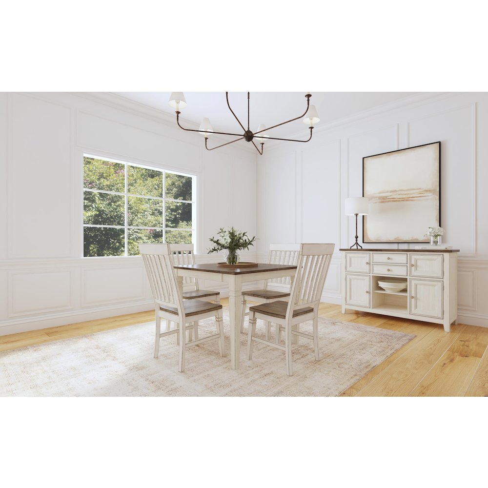 36"-54" Dinette Leg Table with (1) 18" Butterfly Leaf, Smokey White & Peppercorn. Picture 10