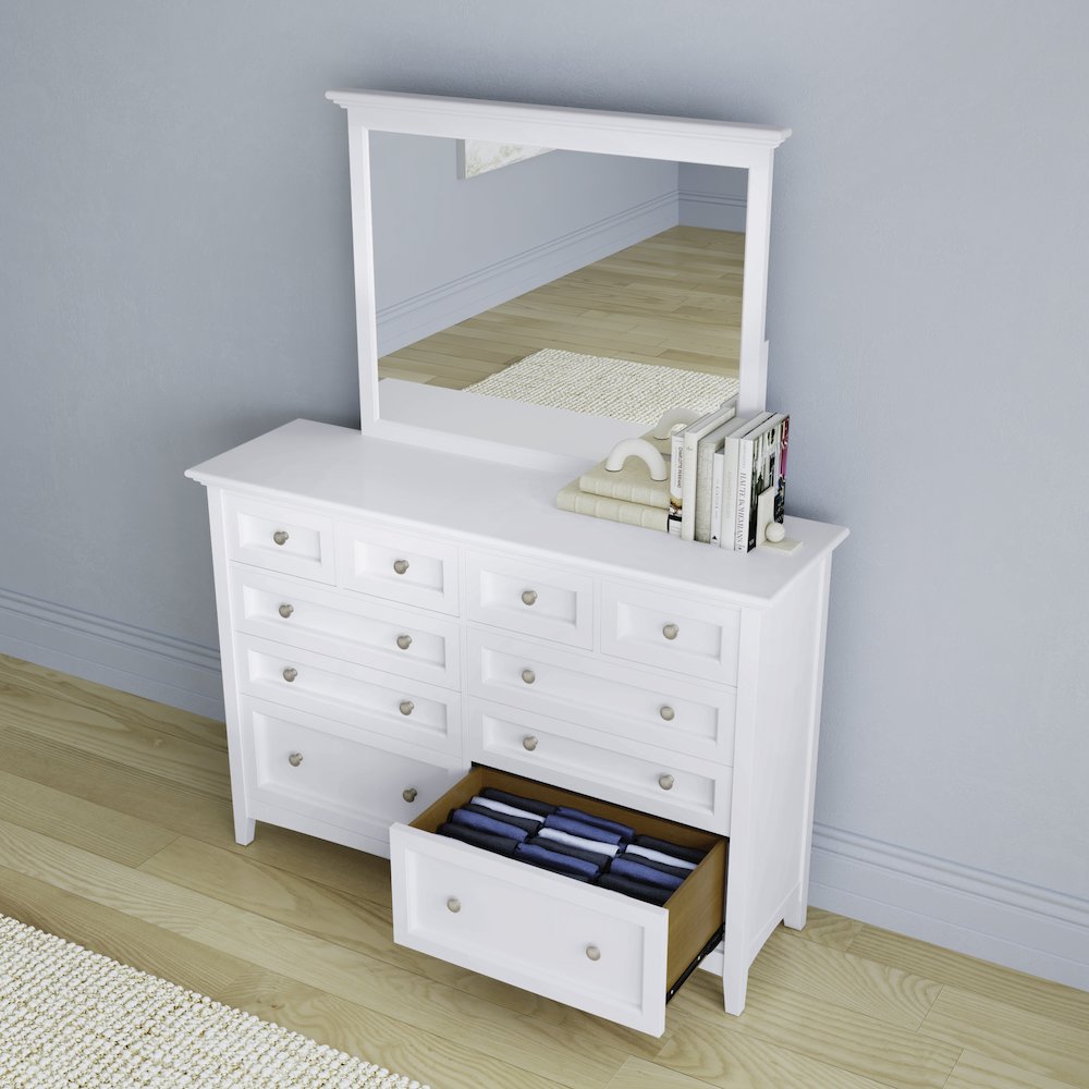 Westlake 10 Drawer Master Dresser & Mirror, White. Picture 3