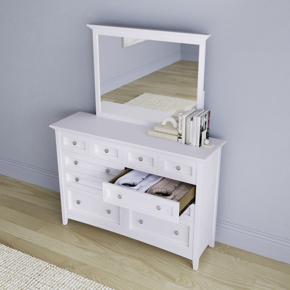 Westlake 10 Drawer Master Dresser & Mirror, White. Picture 4