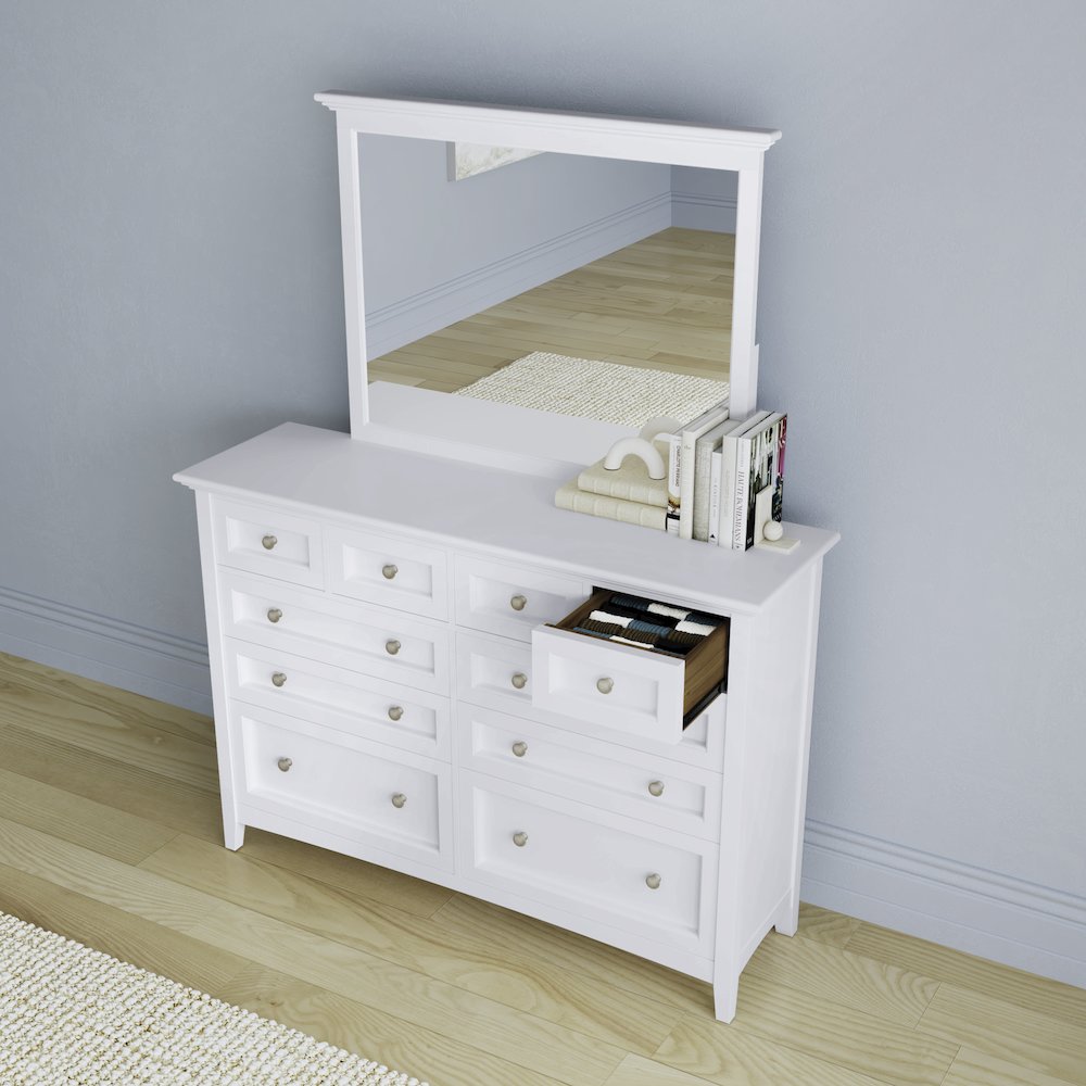 Westlake 10 Drawer Master Dresser & Mirror, White. Picture 2