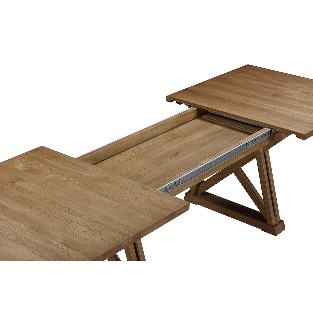 Weston Trestle Table with (1) 18" Sefl-Storing Leaf, Acorn. Picture 6