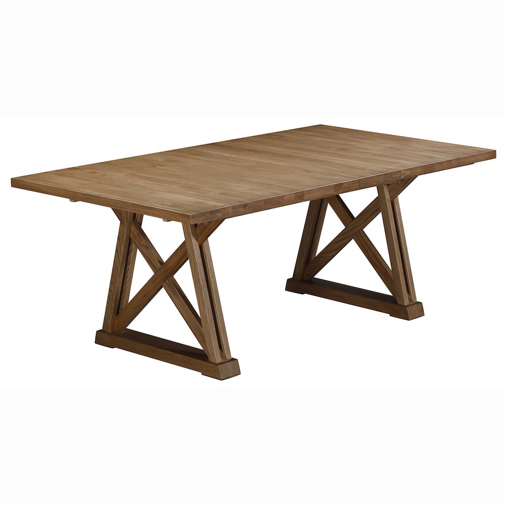 Weston Trestle Table with (1) 18" Sefl-Storing Leaf, Acorn. Picture 1