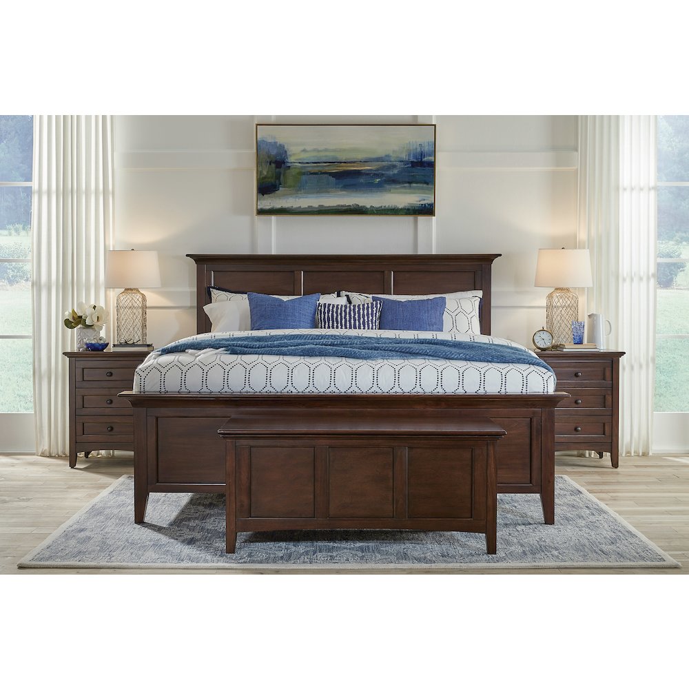 Westlake King Mansion Bed, Cherry Brown Finish. Picture 11