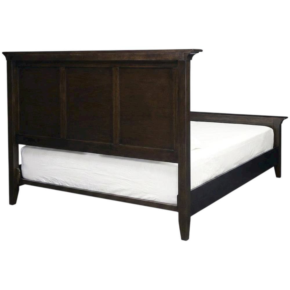 Cherry Brown Finish Platform Bed with Solid Mahogany in Transitional Style. Picture 4