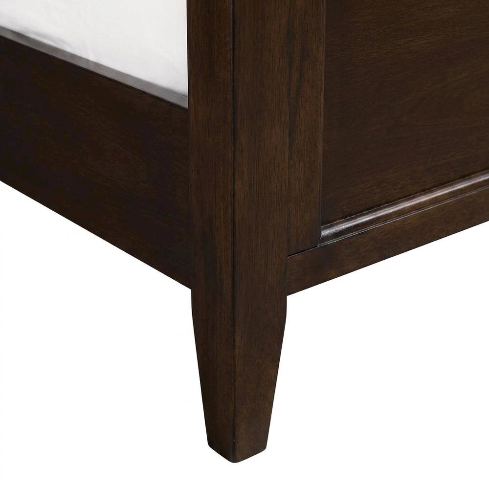 Cherry Brown Finish Platform Bed with Solid Mahogany in Transitional Style. Picture 7