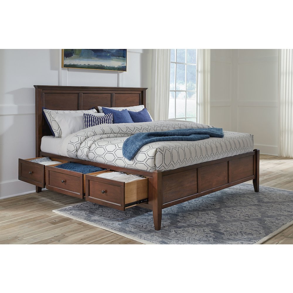 Westlake King Storage Bed, Cherry Brown Finish. Picture 5