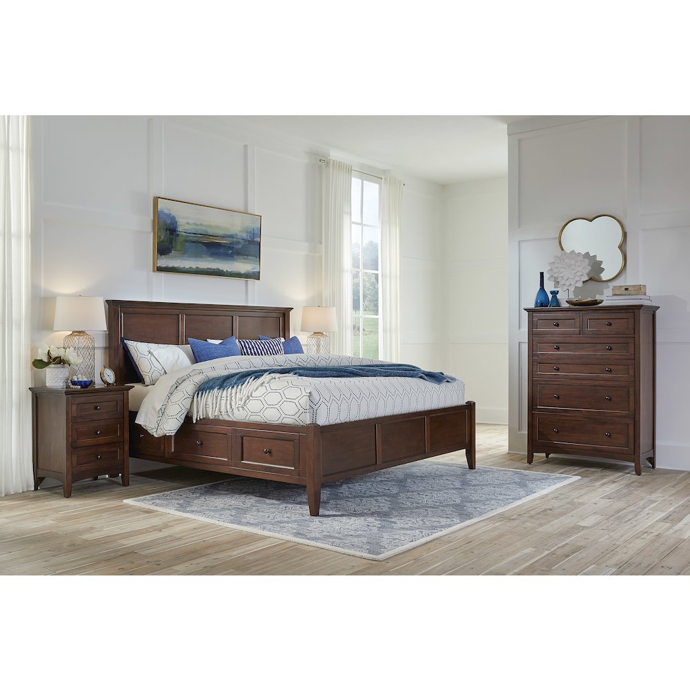 Westlake King Storage Bed, Cherry Brown Finish. Picture 7
