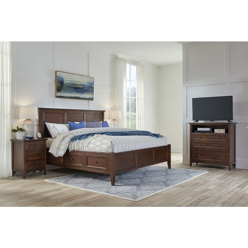 Westlake King Storage Bed, Cherry Brown Finish. Picture 8