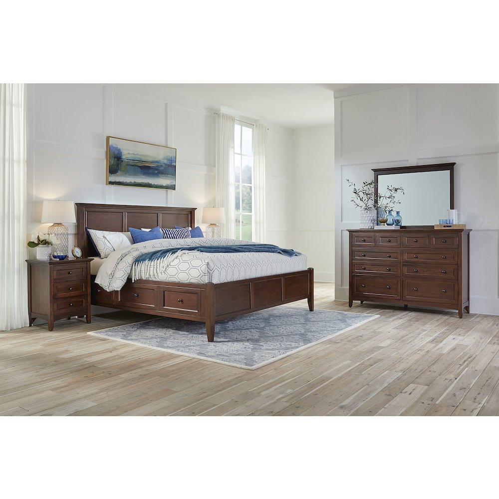 Westlake King Storage Bed, Cherry Brown Finish. Picture 9