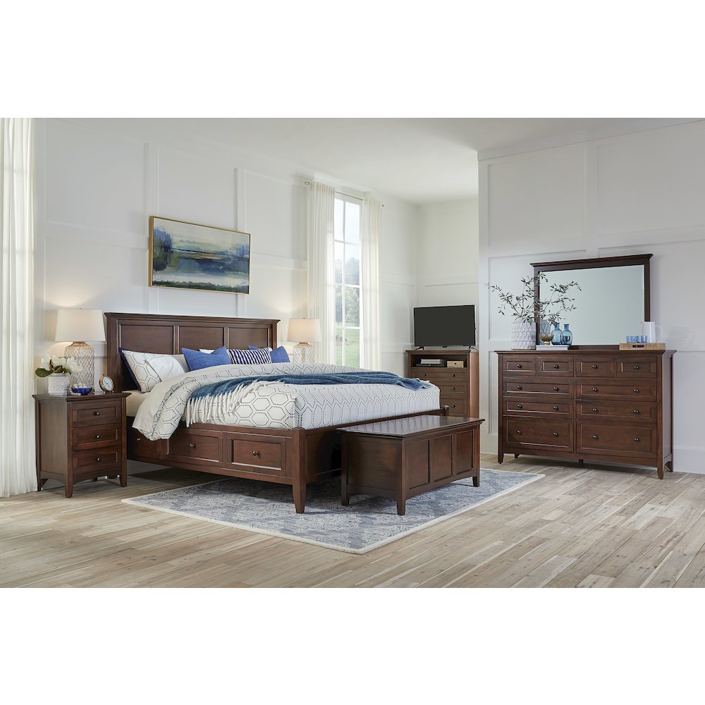 Westlake King Storage Bed, Cherry Brown Finish. Picture 10