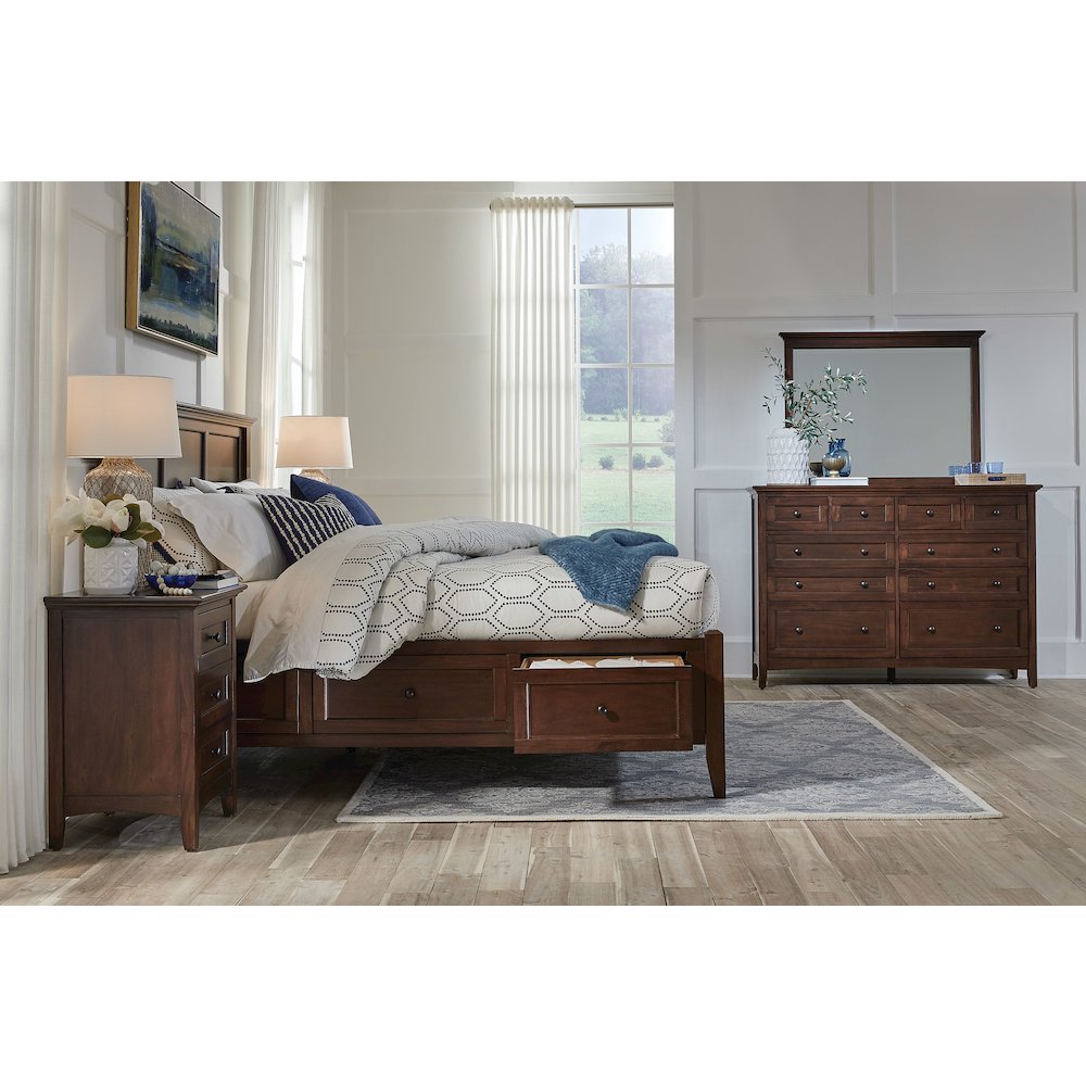 Westlake King Storage Bed, Cherry Brown Finish. Picture 12
