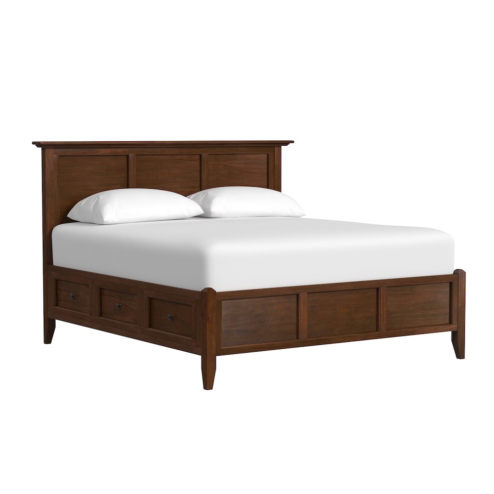 Westlake King Storage Bed, Cherry Brown Finish. Picture 1