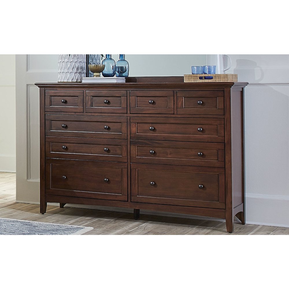 Westlake 10 Drawer Master Dresser, Cherry Brown Finish. Picture 4