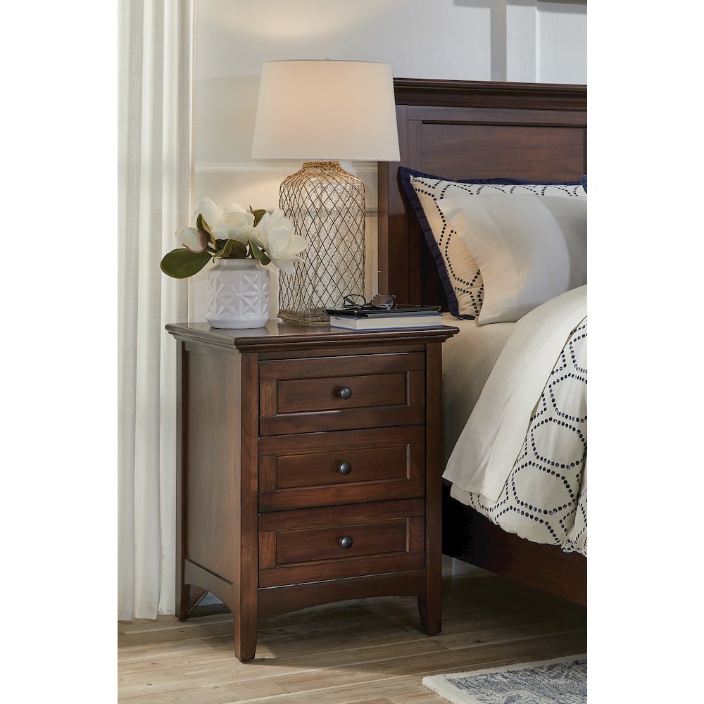 Westlake 3 Drawer Nightstand, Cherry Brown Finish. Picture 5