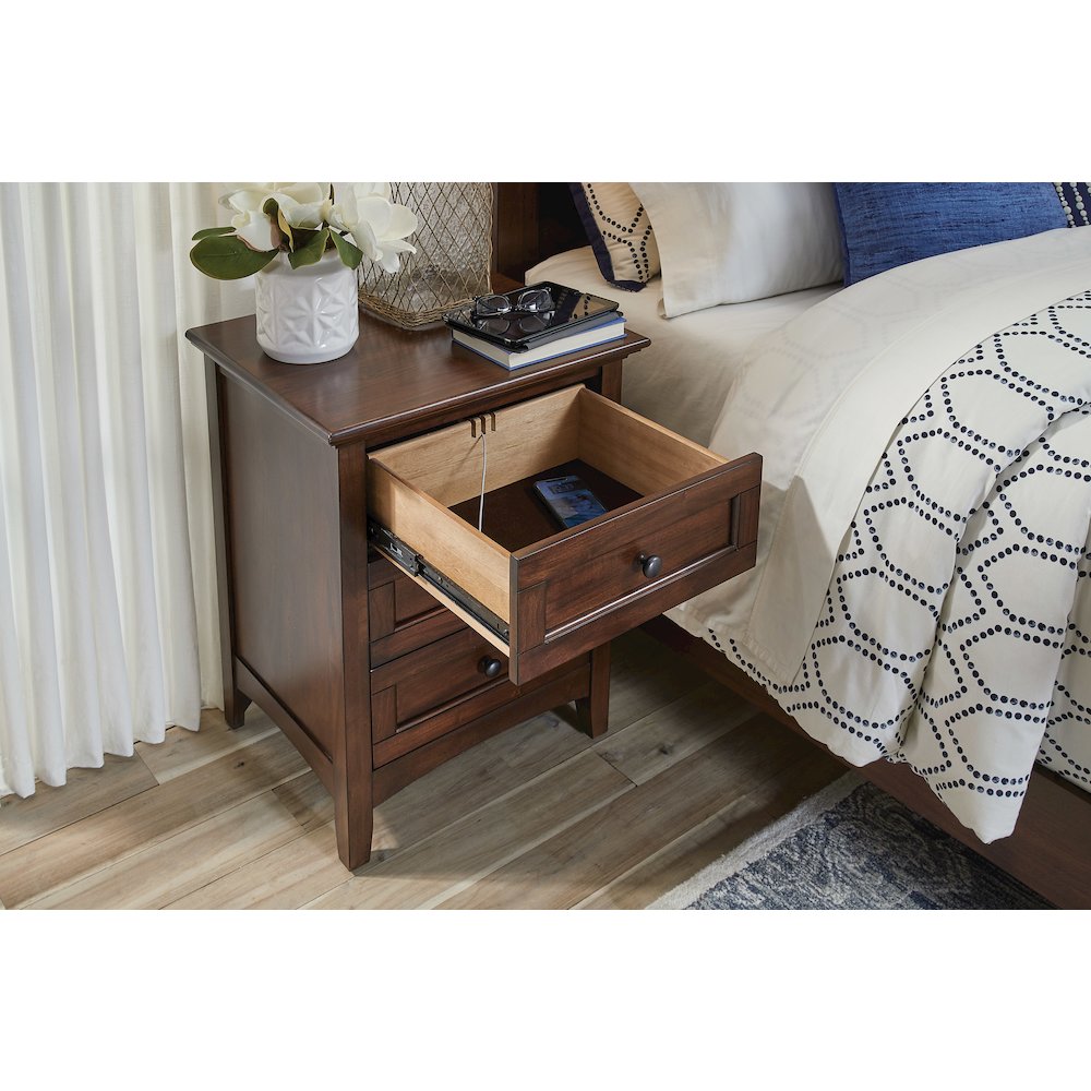 Westlake 3 Drawer Nightstand, Cherry Brown Finish. Picture 6