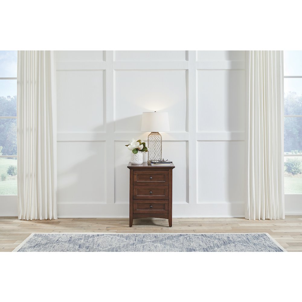 Westlake 3 Drawer Nightstand, Cherry Brown Finish. Picture 7