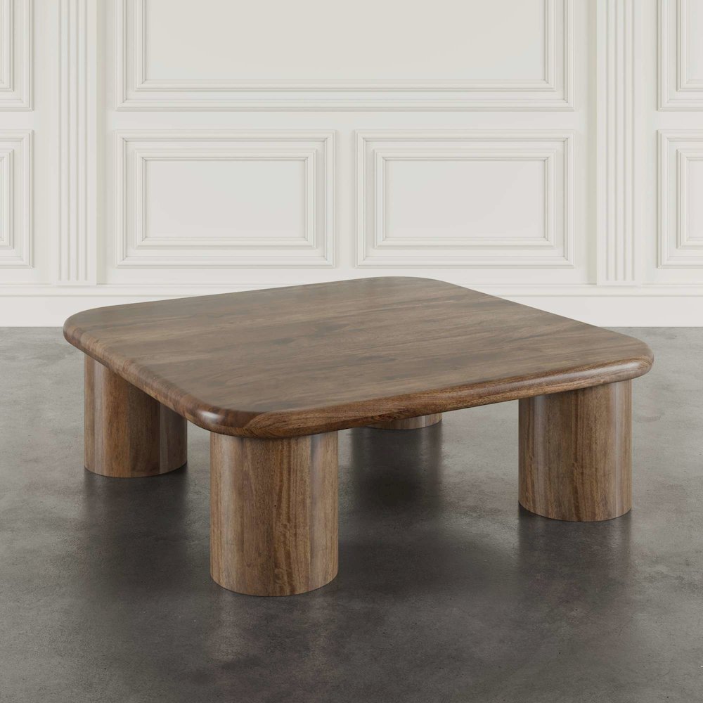 Mandara Global Modern 44" Square Solid Wood Coffee Table. Picture 8