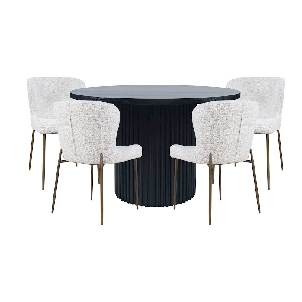 Auden Five Piece Mid-Century Modern Dining Set, Performance Upholstered Chairs. Picture 1