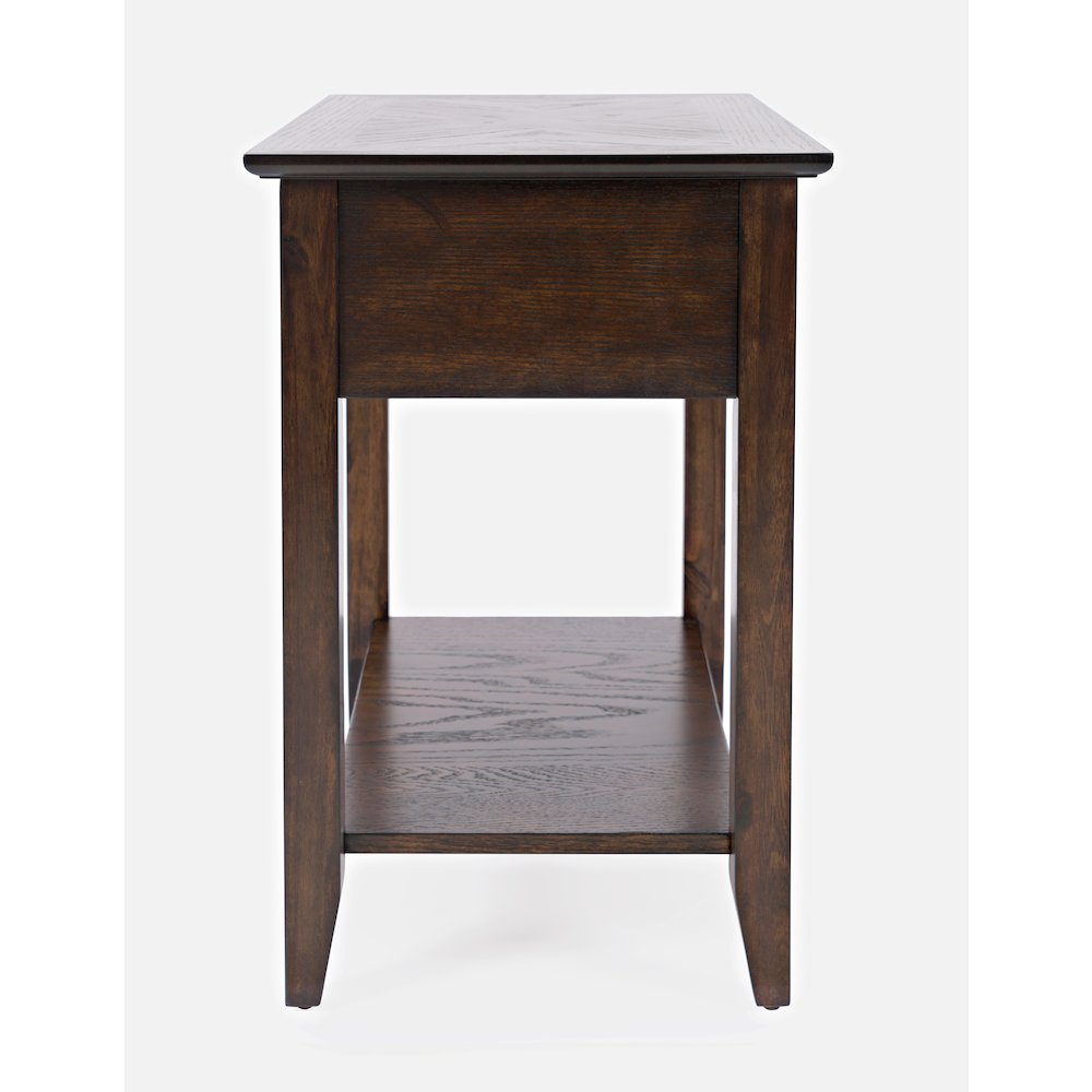 Modern Espresso Traditional Chairside End Table with Shelf and Drawer. Picture 7