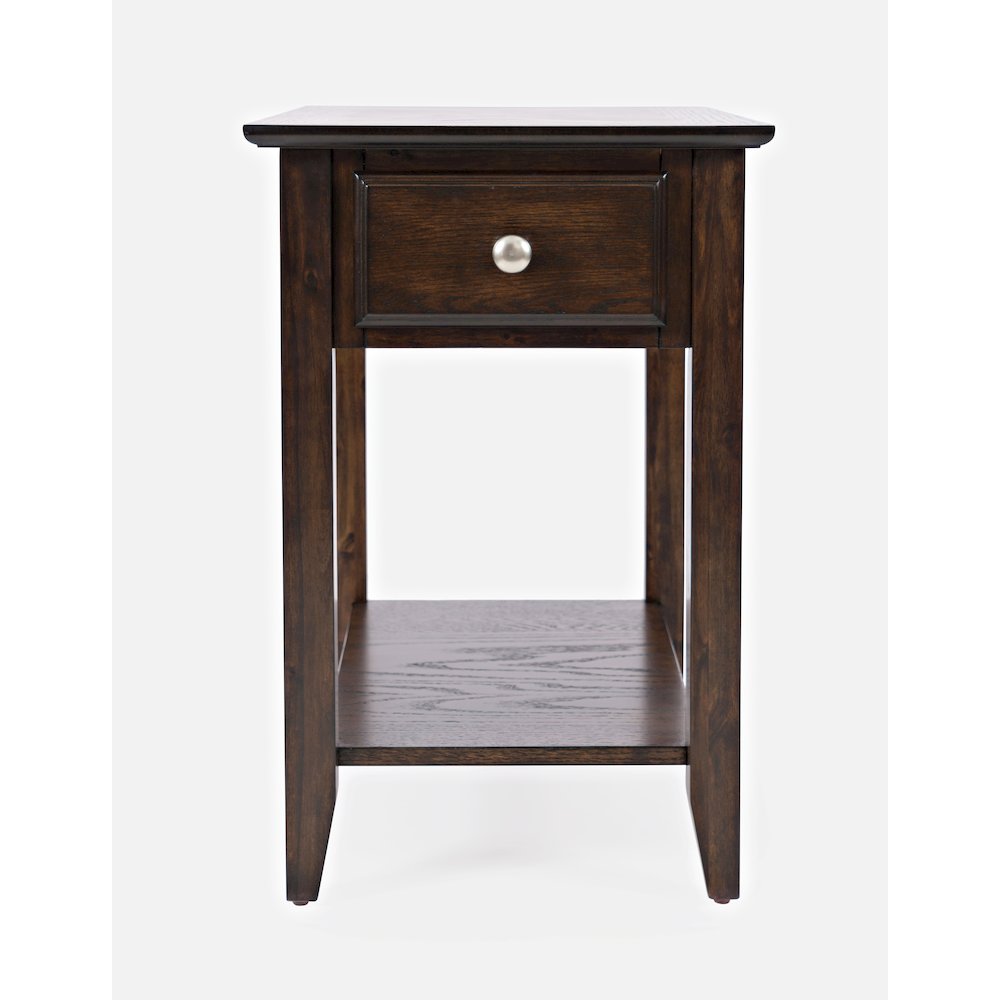 Modern Espresso Traditional Chairside End Table with Shelf and Drawer. Picture 1