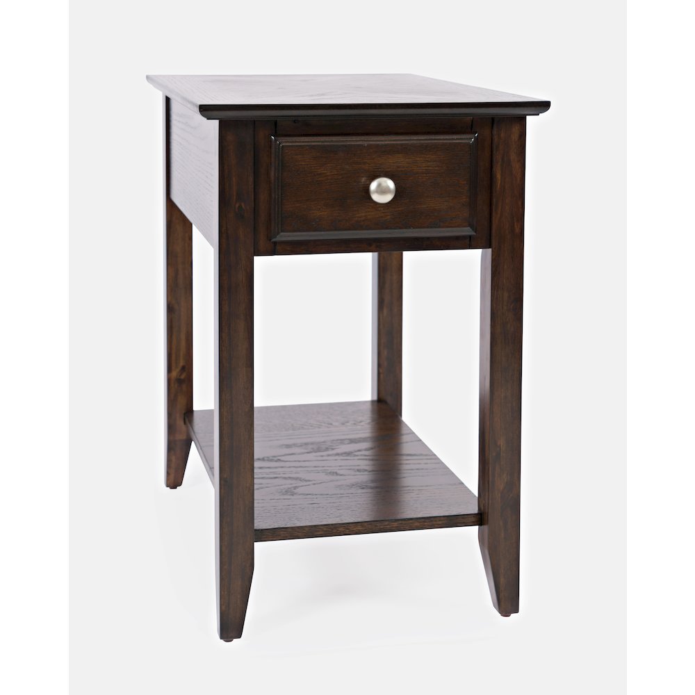 Modern Espresso Traditional Chairside End Table with Shelf and Drawer. Picture 3