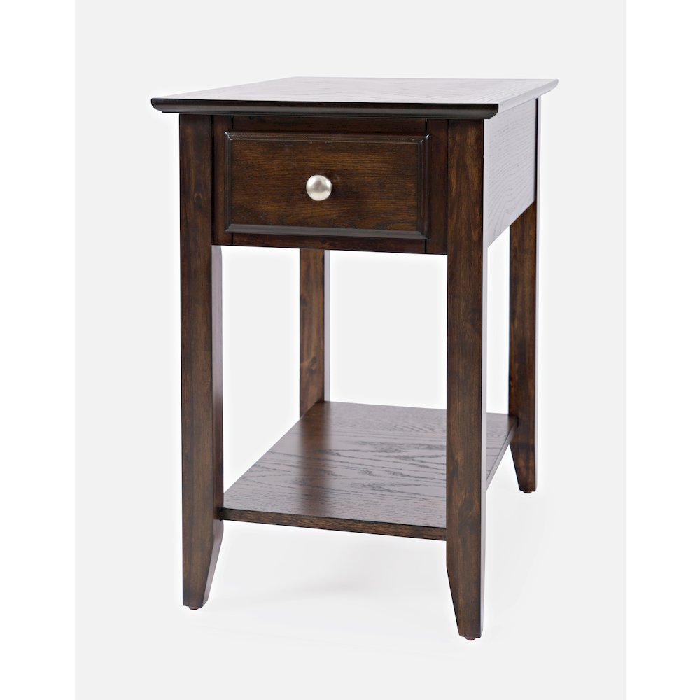 Modern Espresso Traditional Chairside End Table with Shelf and Drawer. Picture 2