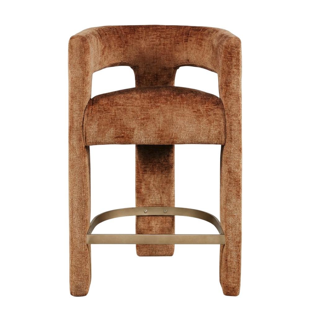 Modern Upholstered Counter Stool, Iron Frame, Rust, Set of 6. Picture 4