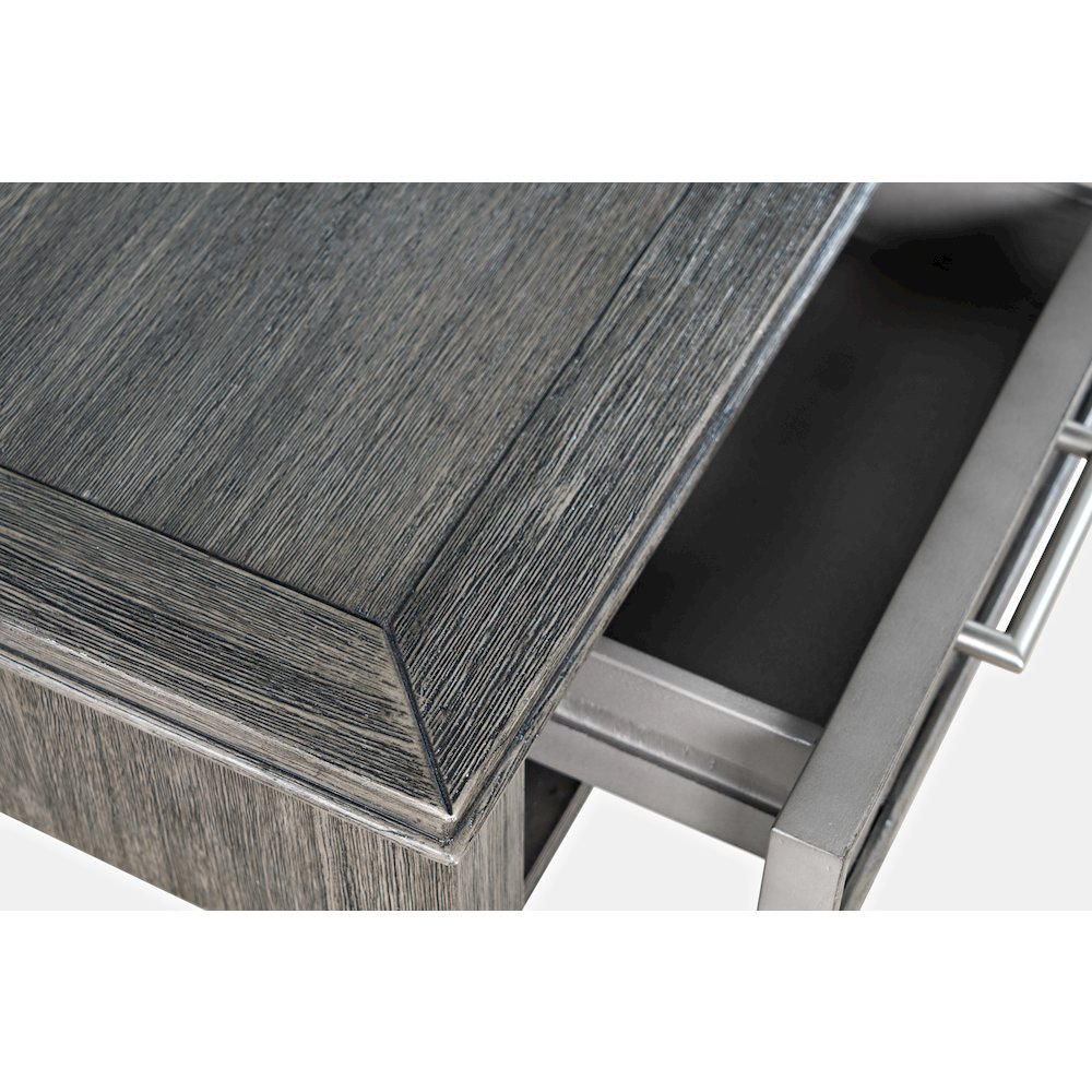 Gramercy Mid-Century Modern Chevron Three Drawer USB Charging Desk. Picture 5