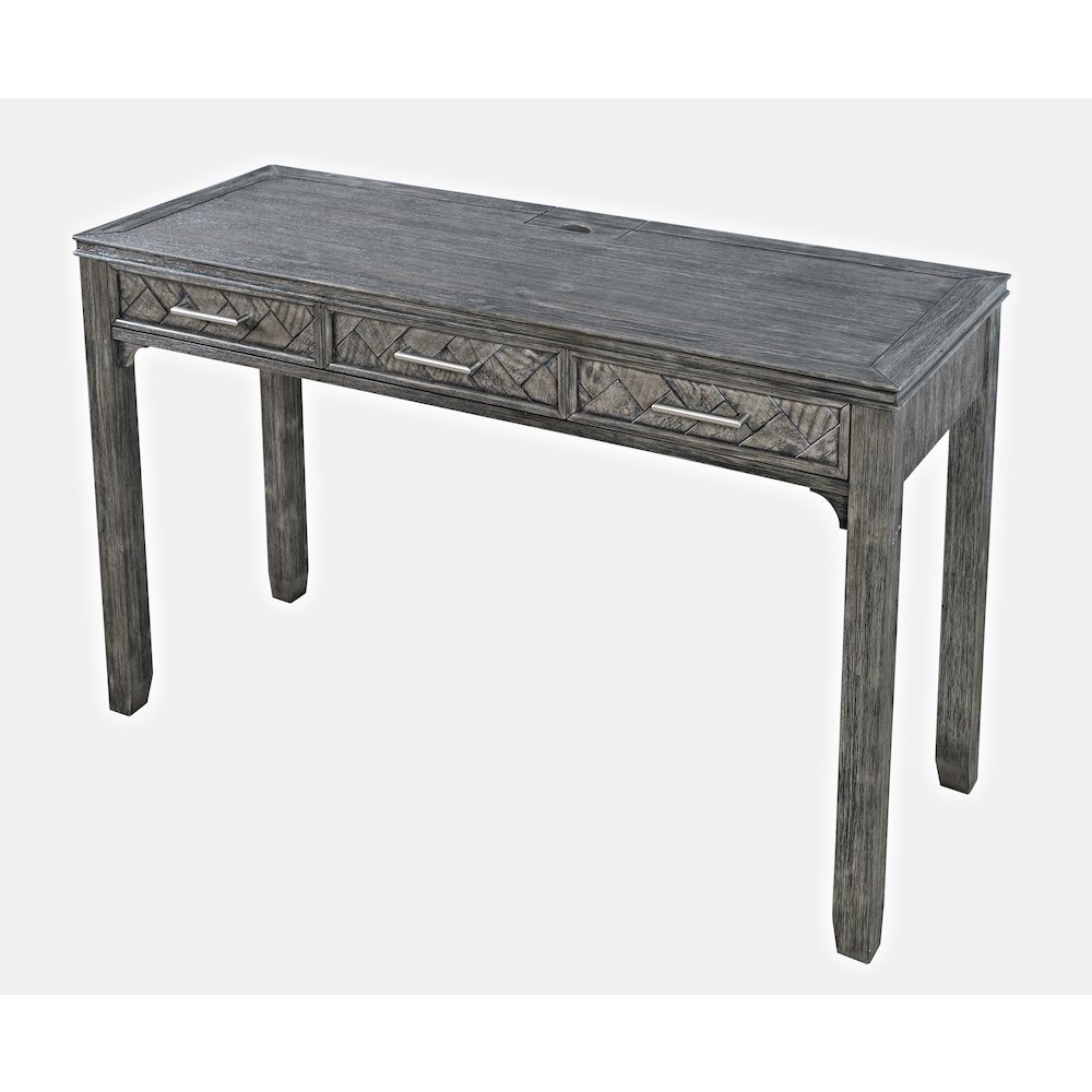 Gramercy Mid-Century Modern Chevron Three Drawer USB Charging Desk. Picture 9